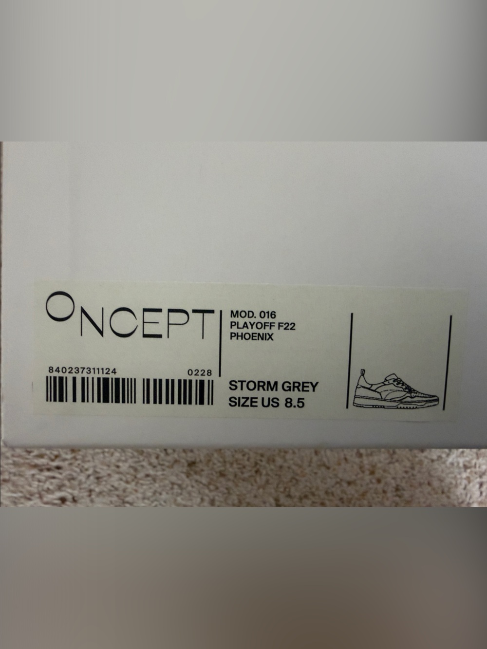 ONCEPT Storm Grey Mod 016 Playoff F22 Phoenix, Low-Top Sneakers US Women’s 8.5 - Picture 6 of 6